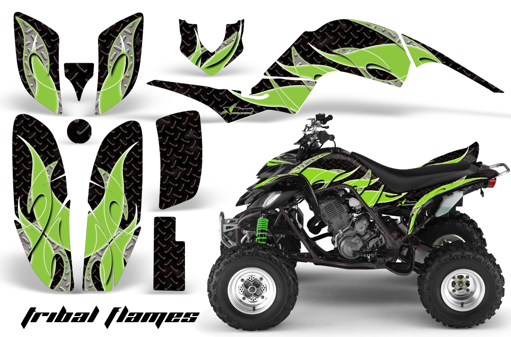 Yamaha Raptor 660 Graphics TribalFlame Green BlackBG